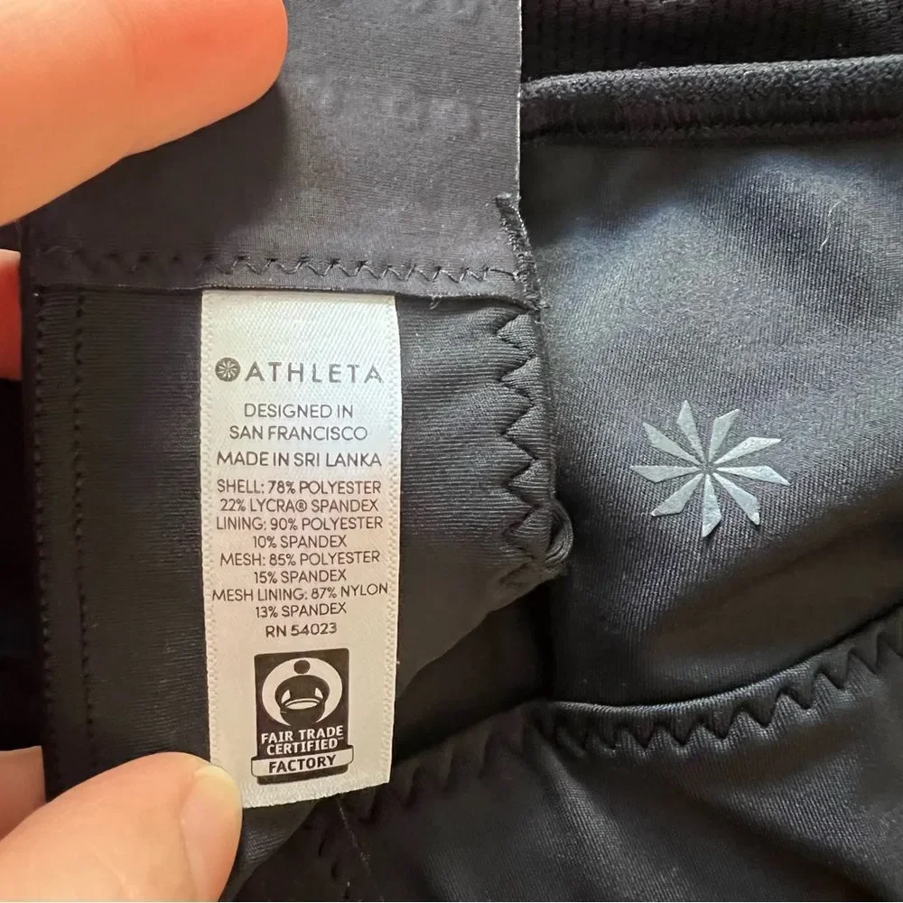 Athleta Black Zip-Front Sports Bra High Support Running Yoga Pilates Size L